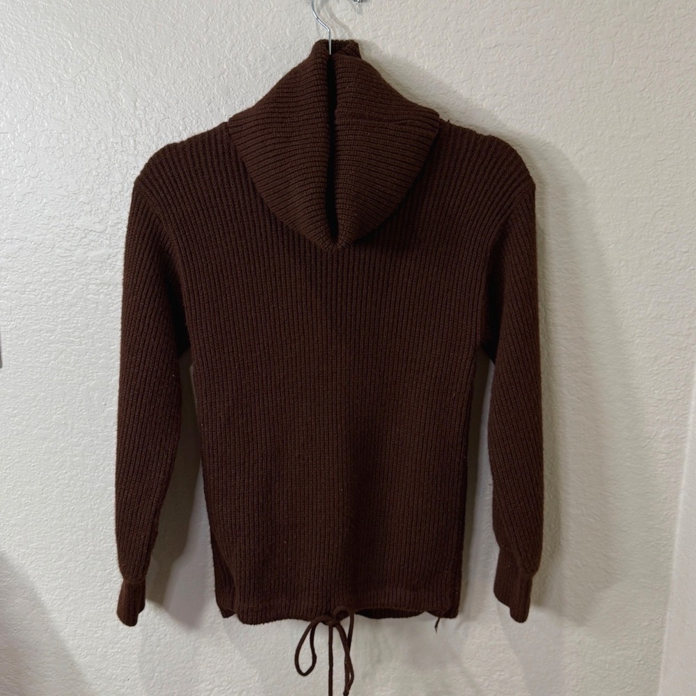 DSB Brown Cowl Neck Sweater Drawstring Hem Cozy Cabincore Dark Academia Medium
